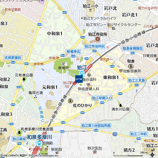 小田急狛江駅付近の地図